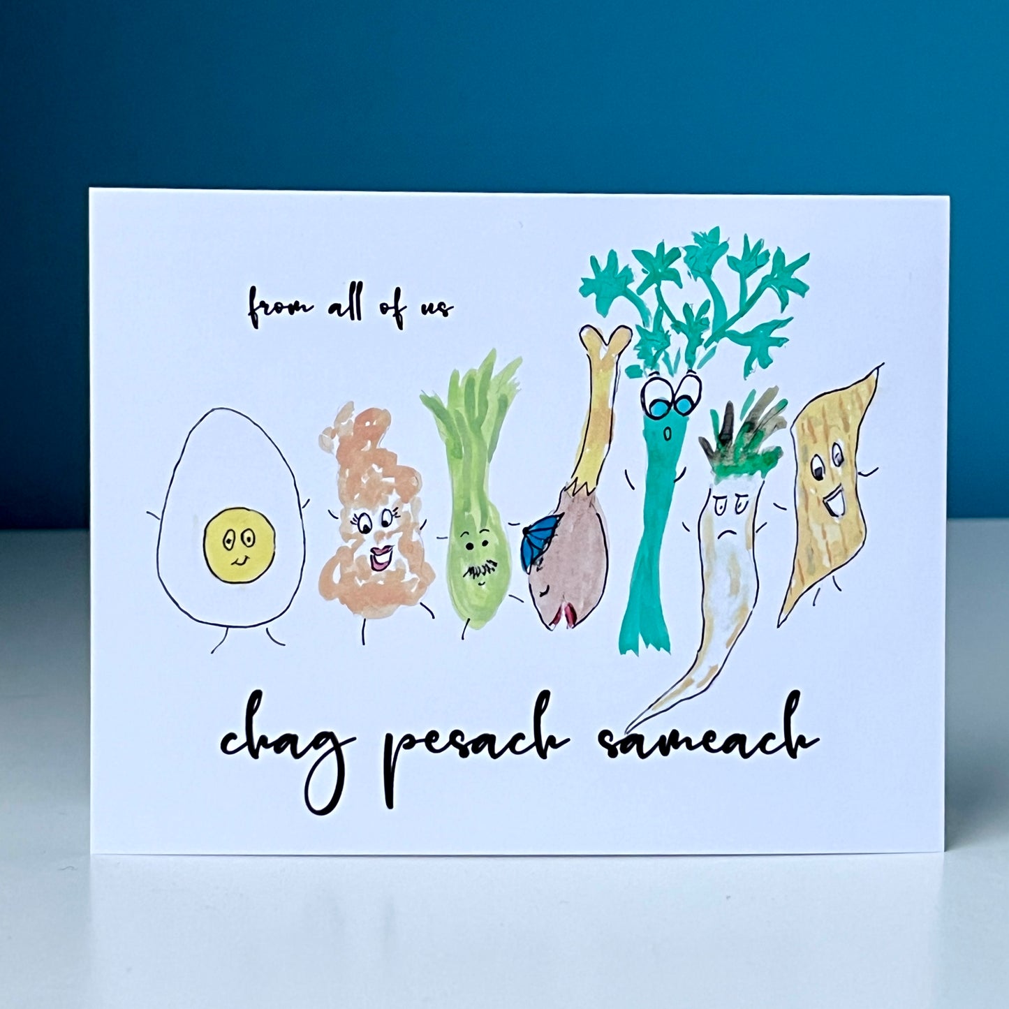 Seder Plate Friends Passover Chag Pesach Sameach Greeting Card