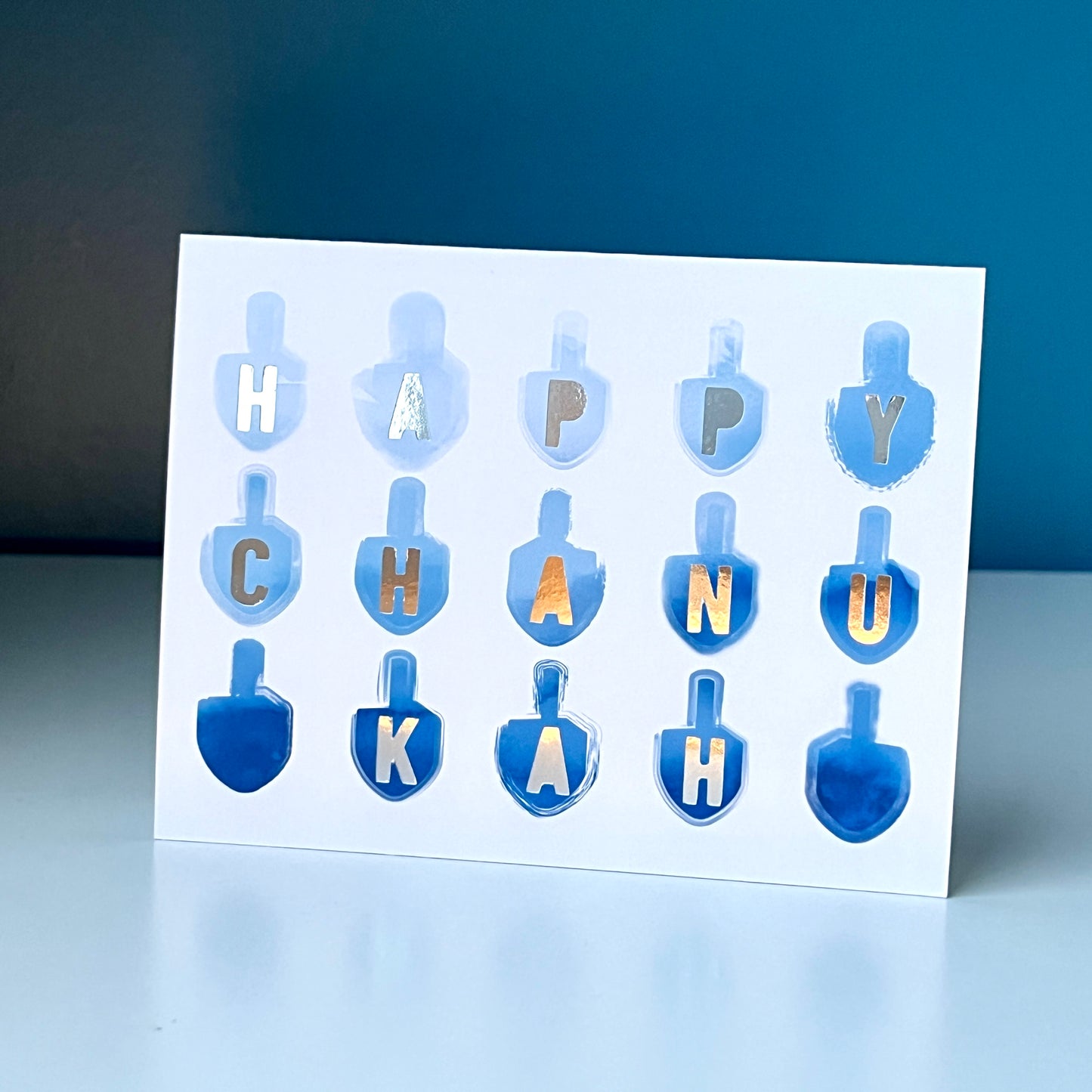 Painted Dreidels Chanukah Greeting Card