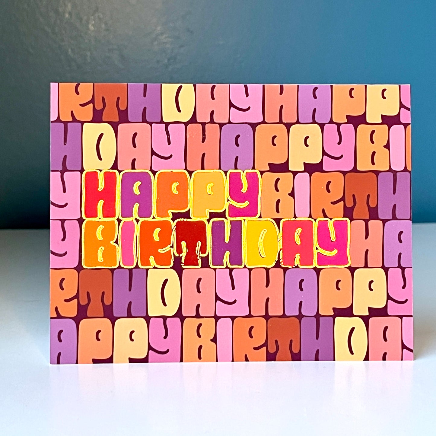 Blocky Groovy Happy Birthday Card