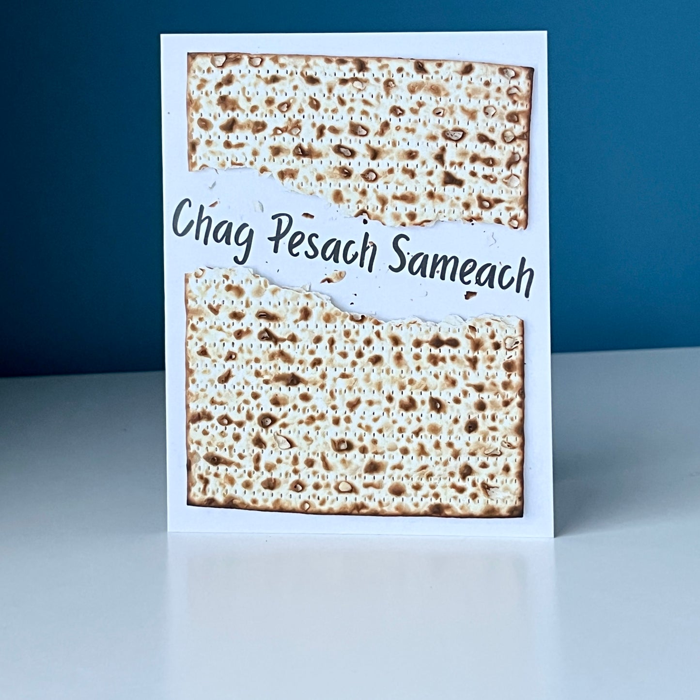 Matzah Cracker Passover Greeting Card, Message Chag Pesach Sameach