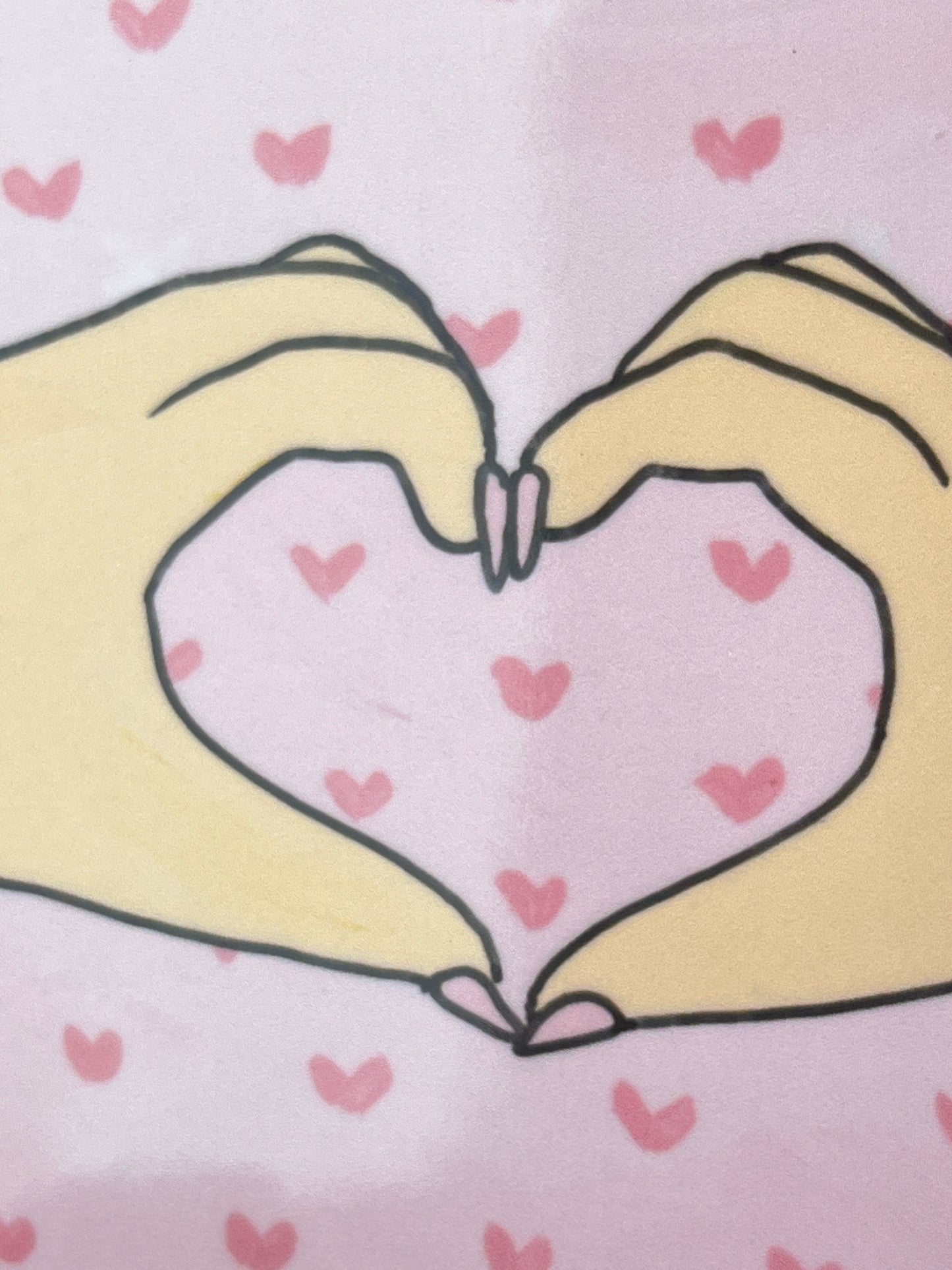 Pink Hand Heart Blank Greeting Card