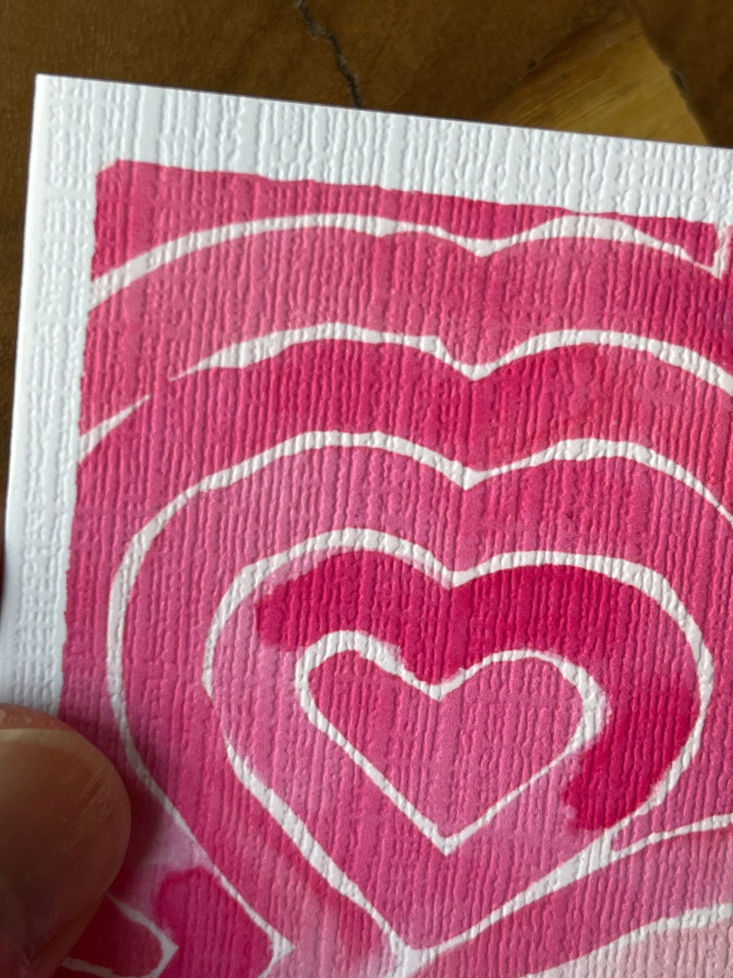 Watercolour Concentric Hearts Blank Card