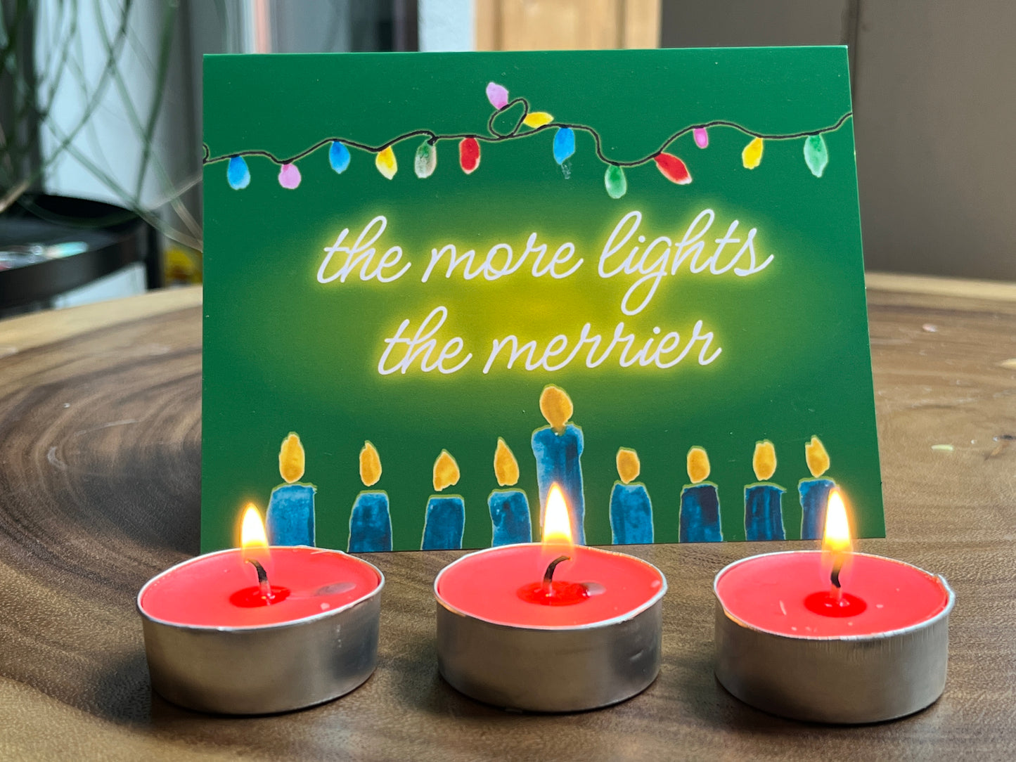 Hanukkah + Christmas Card with The More Lights the Merrier