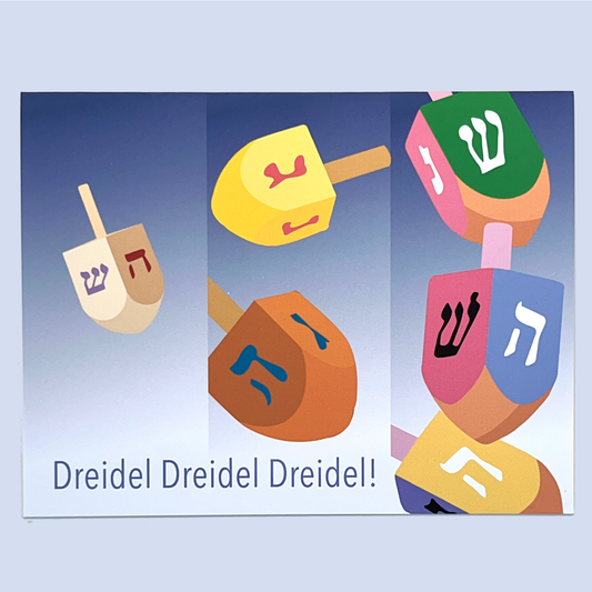 Spinning Colorful Dreidels Hanukkah Greeting Card