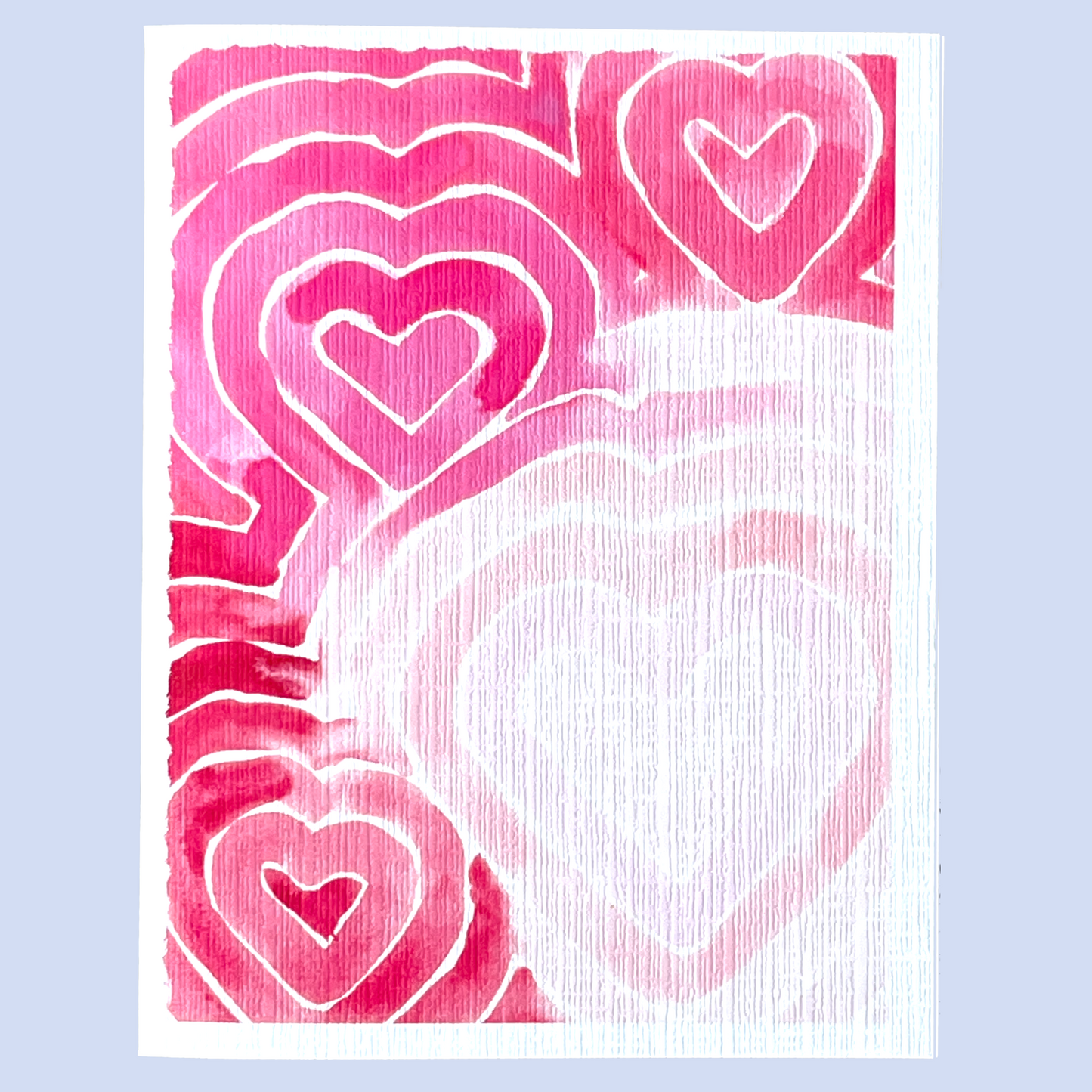 Watercolour Concentric Hearts Blank Card