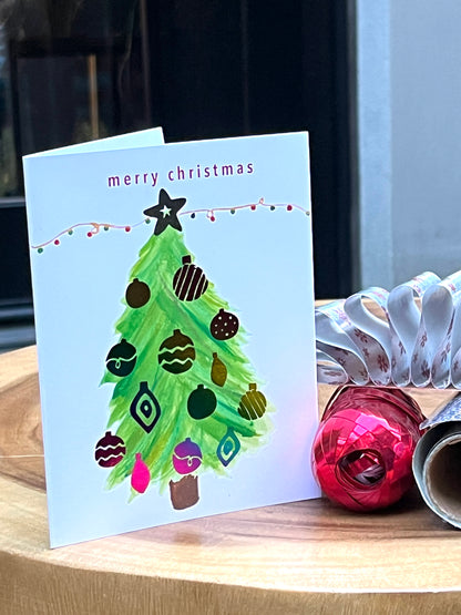 Merry Christmas Tree and Ornament Card