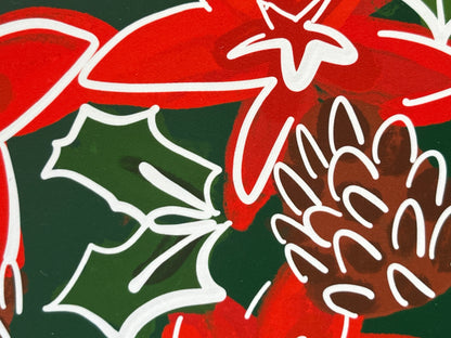 Poinsettia and Holly Christmas Card