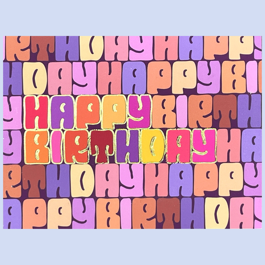 Blocky Groovy Happy Birthday Card