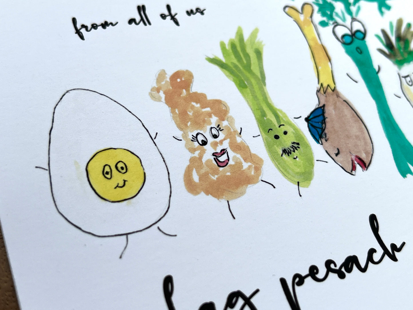 Cartoon Seder Foods Passover Greeting Card