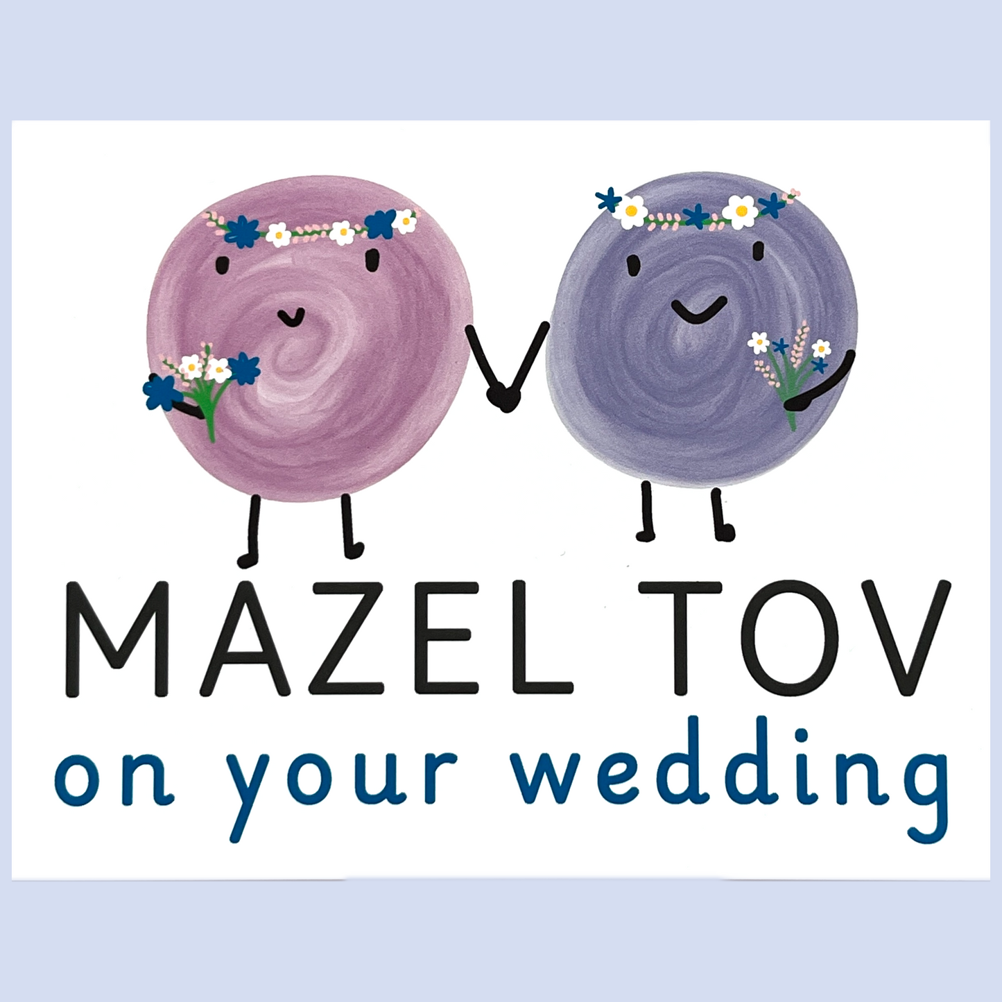 Wedding Mazel Tov Card with Cute Cartoons for All Couples