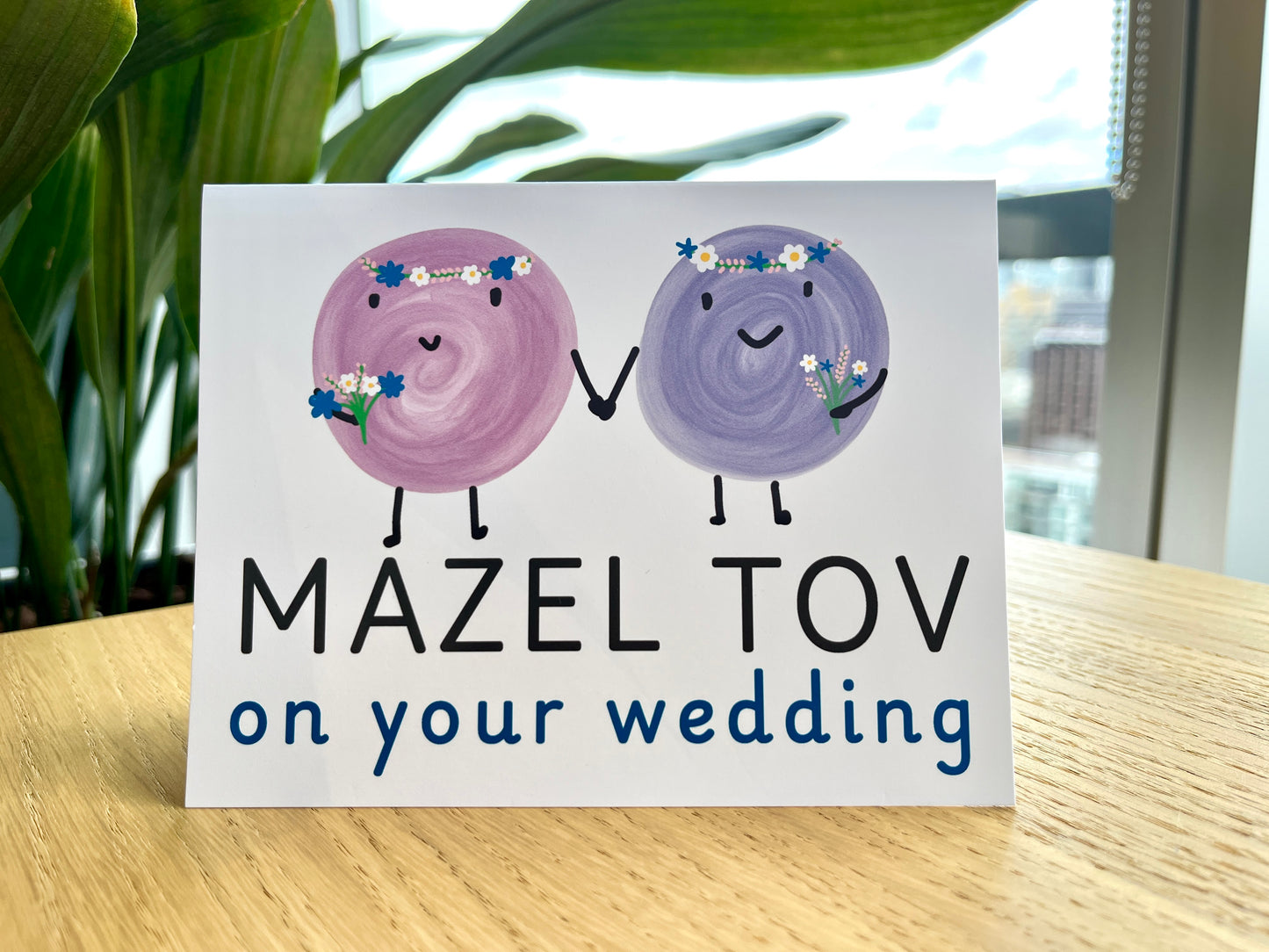 Wedding Mazel Tov Card with Cute Cartoons for All Couples