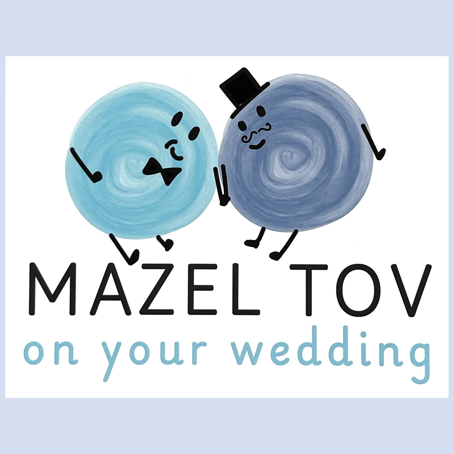 Wedding Mazel Tov Card with Cute Cartoons for All Couples