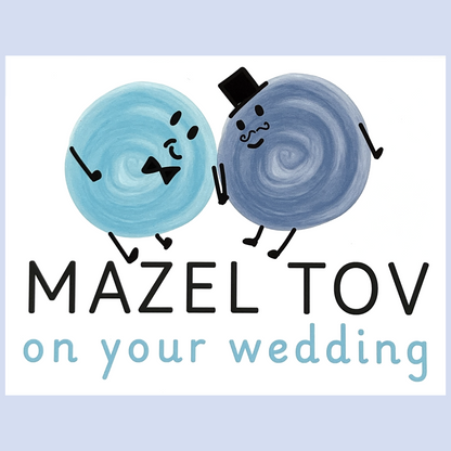 Wedding Mazel Tov Card with Cute Cartoons for All Couples