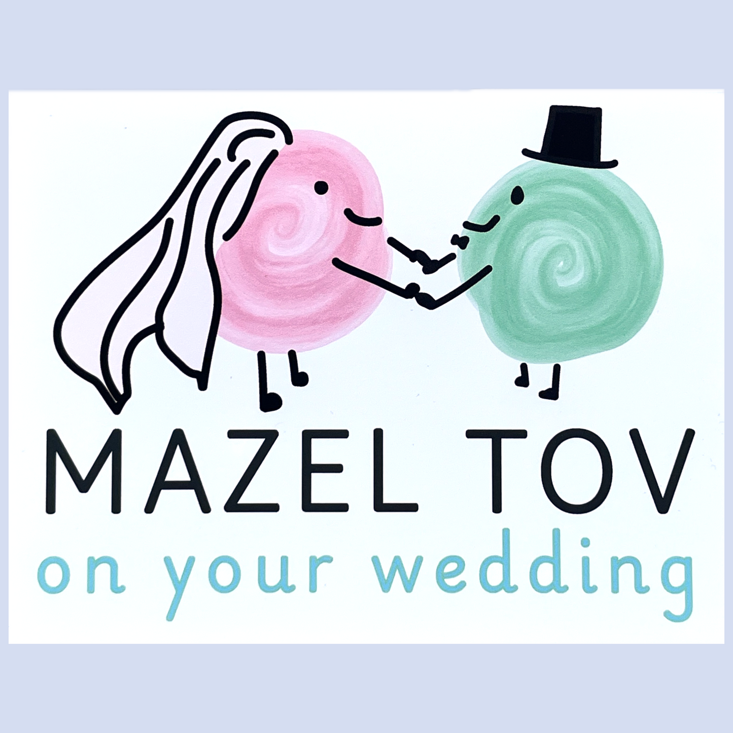 Wedding Mazel Tov Card with Cute Cartoons for All Couples