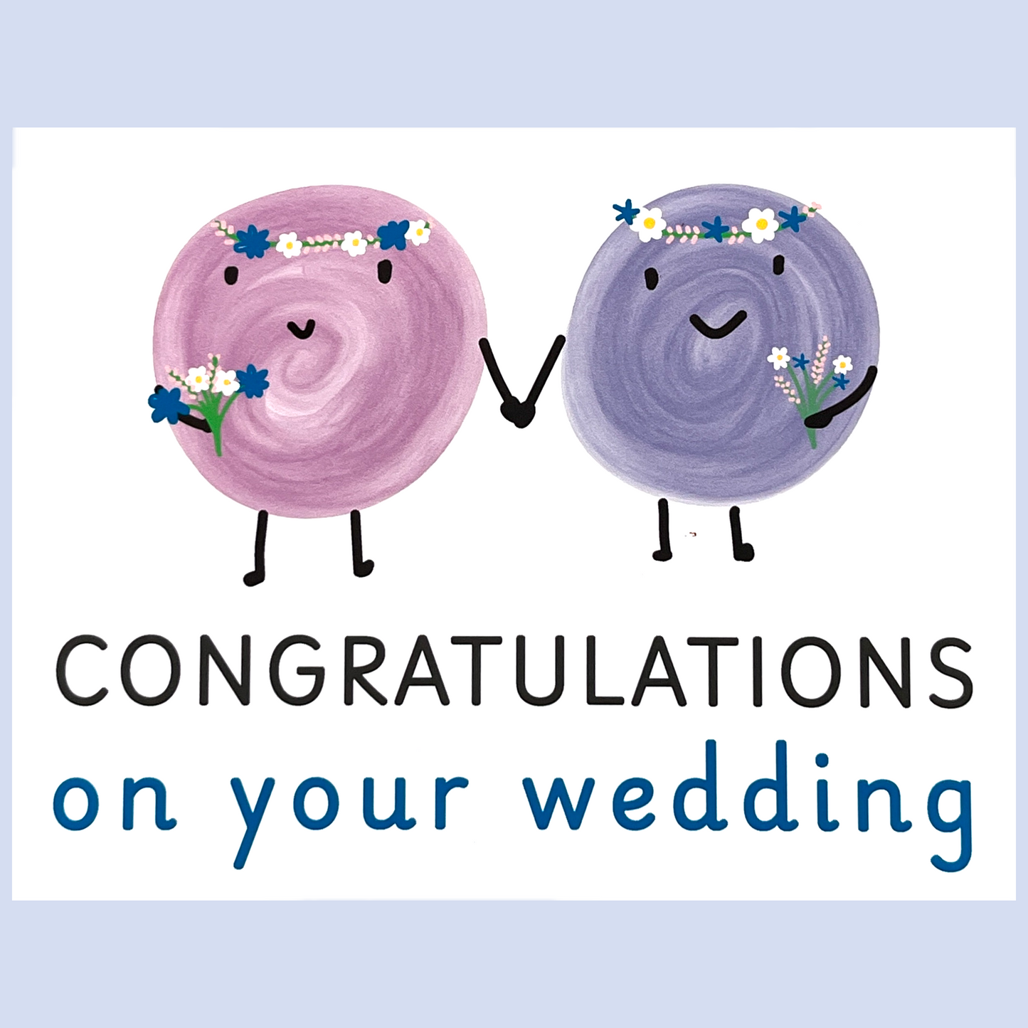 Wedding Congratulations Card with Cute Cartoons for All Couples