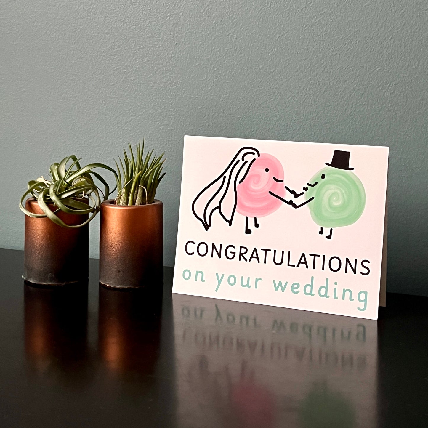 Wedding Congratulations Card with Cute Cartoons for All Couples