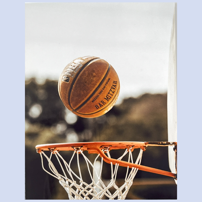Personalizable Basketball Bar Mitzvah or Bat Mitzvah Card