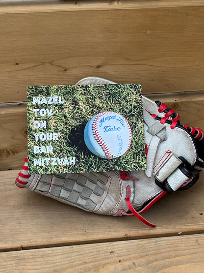 Personalizable Baseball Bar Mitzvah or Bat Mitzvah Card