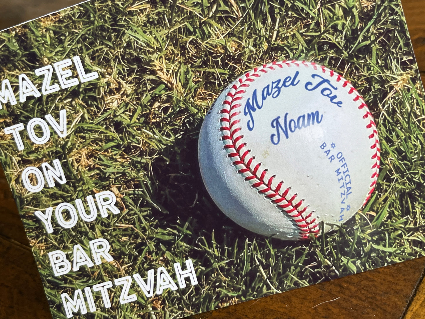 Personalizable Baseball Bar Mitzvah or Bat Mitzvah Card