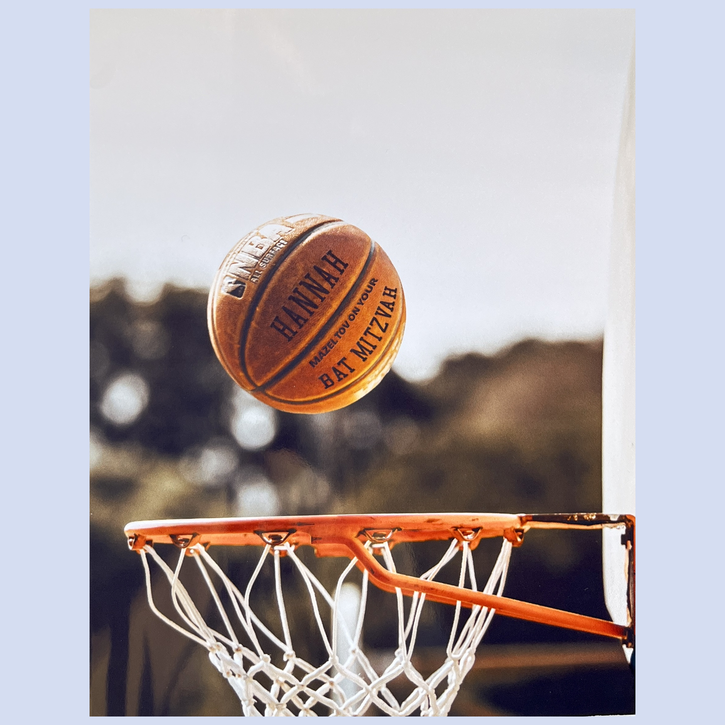 Personalizable Basketball Bar Mitzvah or Bat Mitzvah Card