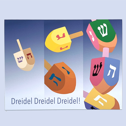 Spinning Colorful Dreidels Hanukkah Greeting Card