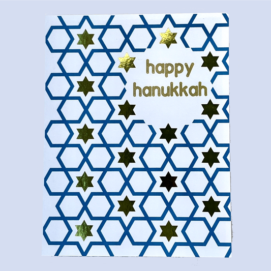 Hexagons and Stars Happy Hanukkah Greeting Card