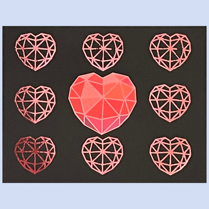 Nine Low Poly Hearts Greeting Card