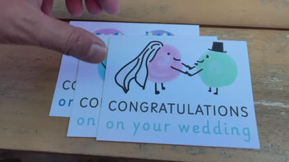 Wedding Congratulations Card with Cute Cartoons for All Couples