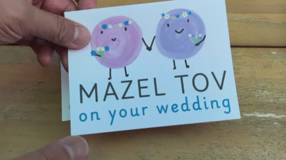 Wedding Mazel Tov Card with Cute Cartoons for All Couples
