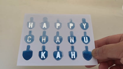 Watercolour Dreidels Chanukah Greeting Card