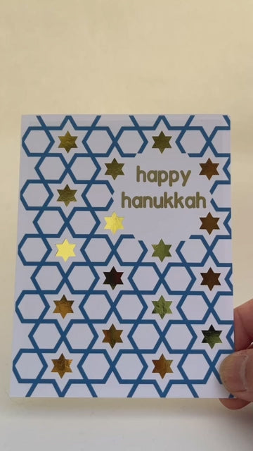 Hexagons and Stars Happy Hanukkah Greeting Card