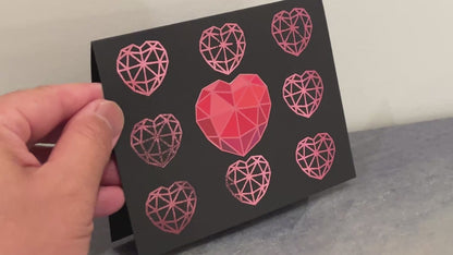 Nine Low Poly Hearts Greeting Card