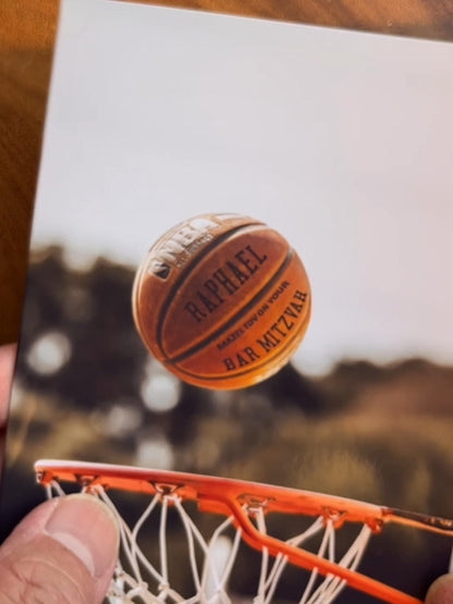Personalizable Basketball Bar Mitzvah or Bat Mitzvah Card