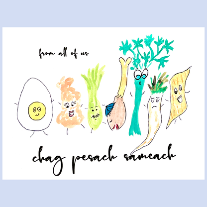Seder Plate Friends Passover Chag Pesach Sameach Greeting Card