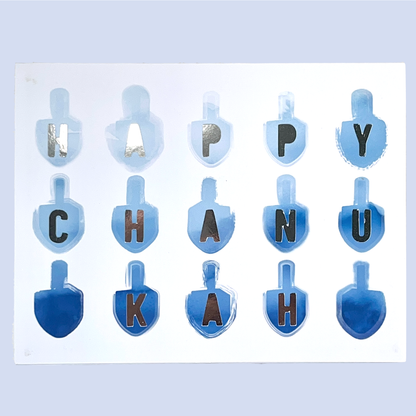 Watercolour Dreidels Chanukah Greeting Card